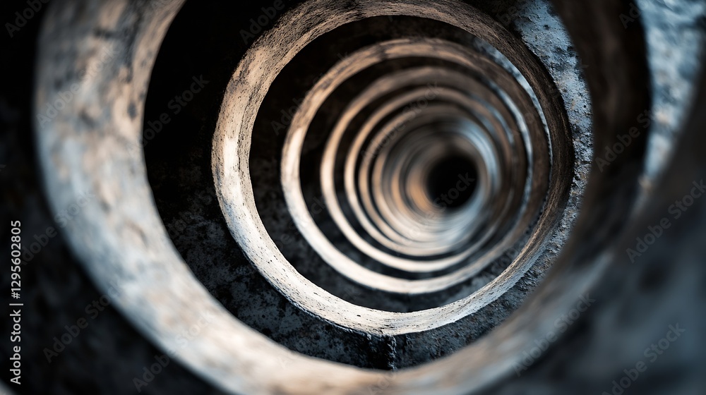 Aufkleber Unique Close Up of Spiral Structure Inside Tube Highlighting Interesting Patterns and Textures : Generative AI
