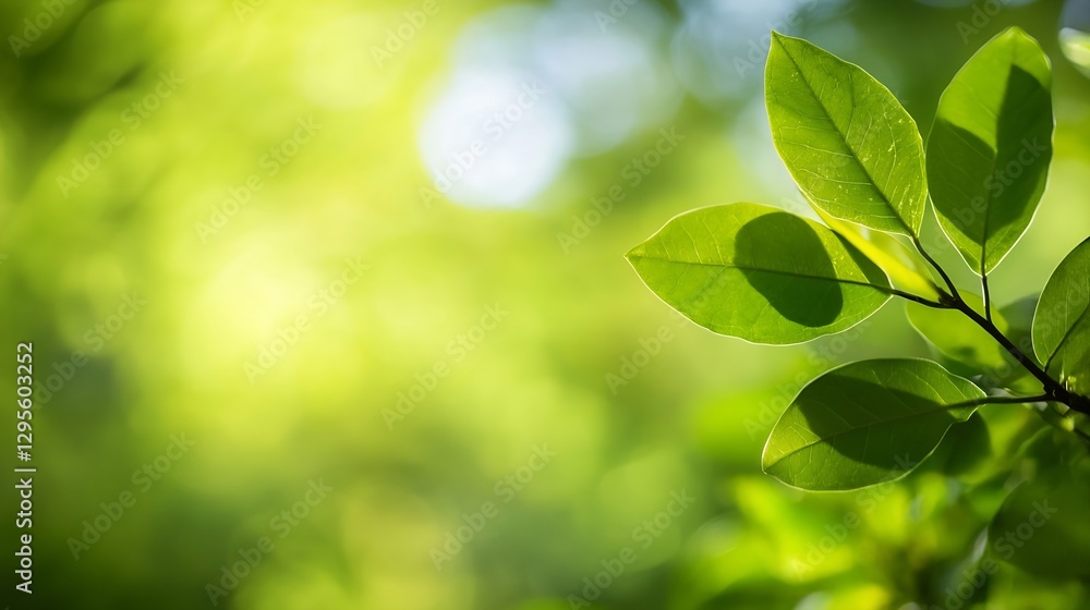 Poster radiant green foliage with soft light creating a calming atmosphere in nature : generative ai
