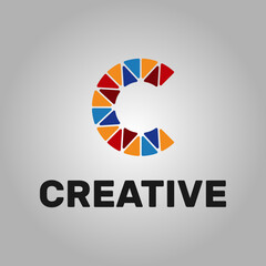 letter C logo template, creative artistic technology symbol for tech and art