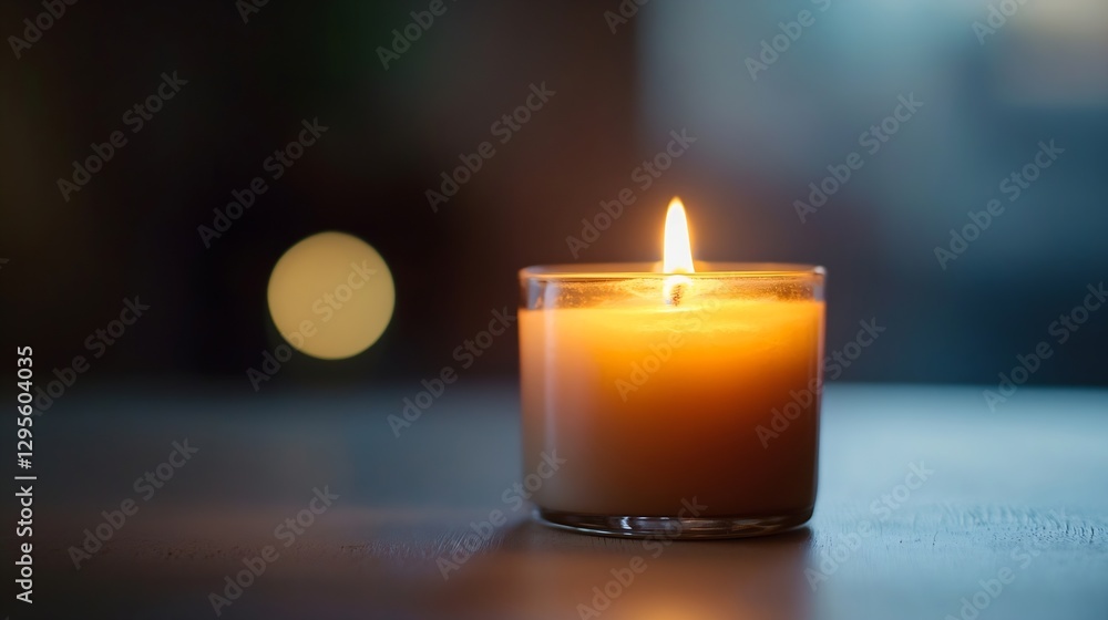 Poster lit scented candle with warm glow illuminating space creating a cozy ambiance during evening : gener