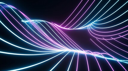 Neon Waveform: A mesmerizing digital artwork features fluid neon lines, twisting and turning with an ethereal glow against a dark backdrop.