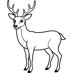 Obraz premium Cute DEER outline art illustration coloring page book for kids