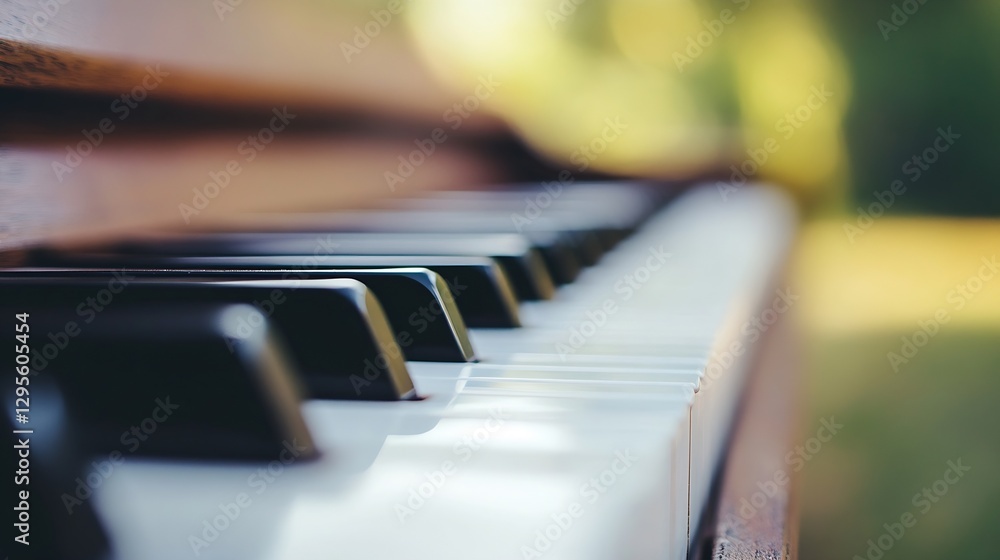 Aufkleber beautifully lit piano keys creating an elegant and inviting atmosphere for music lovers : generative
