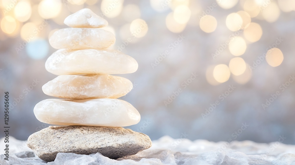Poster Zen inspired stack of smooth stones creating a sense of tranquility and balance in a serene setting : Generative AI