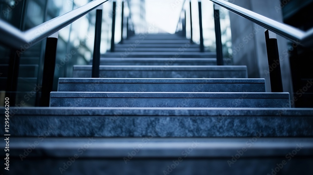 Poster modern architectural stairs leading up in a bright urban environment with reflections : generative a