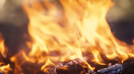Fototapeta premium Dynamic flames dancing in a fire giving warmth and light to the surroundings : Generative AI