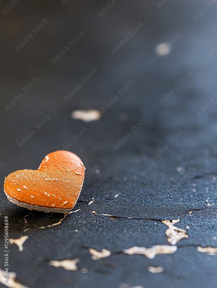 Aufkleber unique artistic closeup of a rustic heart shaped object resting on a textured dark surface : generat