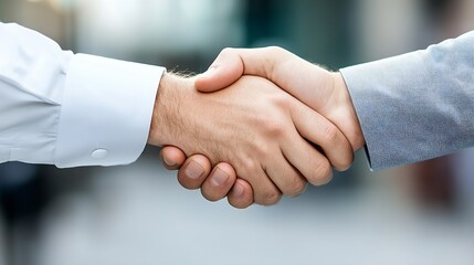 Business Partners Shaking Hands Signifying Agreement and Collaboration : Generative AI