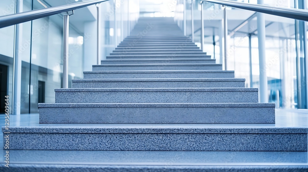 Aufkleber Modern indoor staircase leading to upper levels showcasing sleek design and clean lines in urban architecture : Generative AI