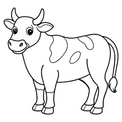 Fototapeta premium Cute Cow Outline Adorable Farm Animal Illustration for Coloring and Crafts