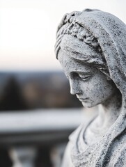 Intricate Stone Statue of a Serene Woman with Beautiful Features : Generative AI