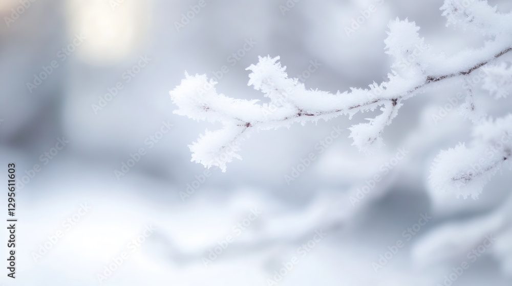 Poster Frozen Branches Covered in Snow Creating a Serene Winter Wonderland Scene : Generative AI