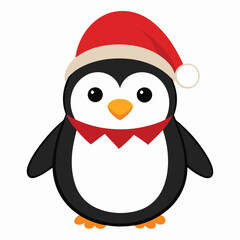 Pinguin at Christmas white background vector illustration kawaii