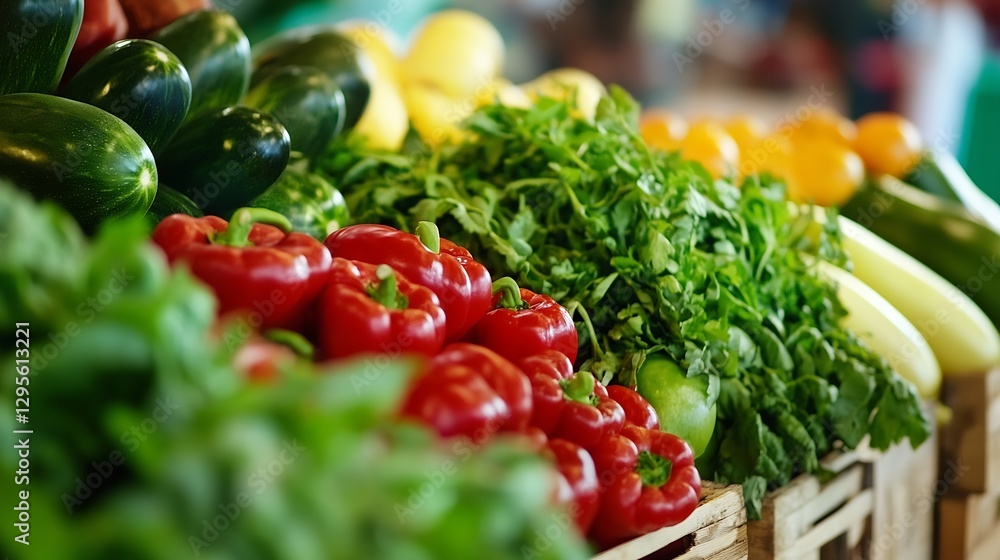 Poster fresh and vibrant assortment of colorful vegetables displayed at a local market stand : generative a