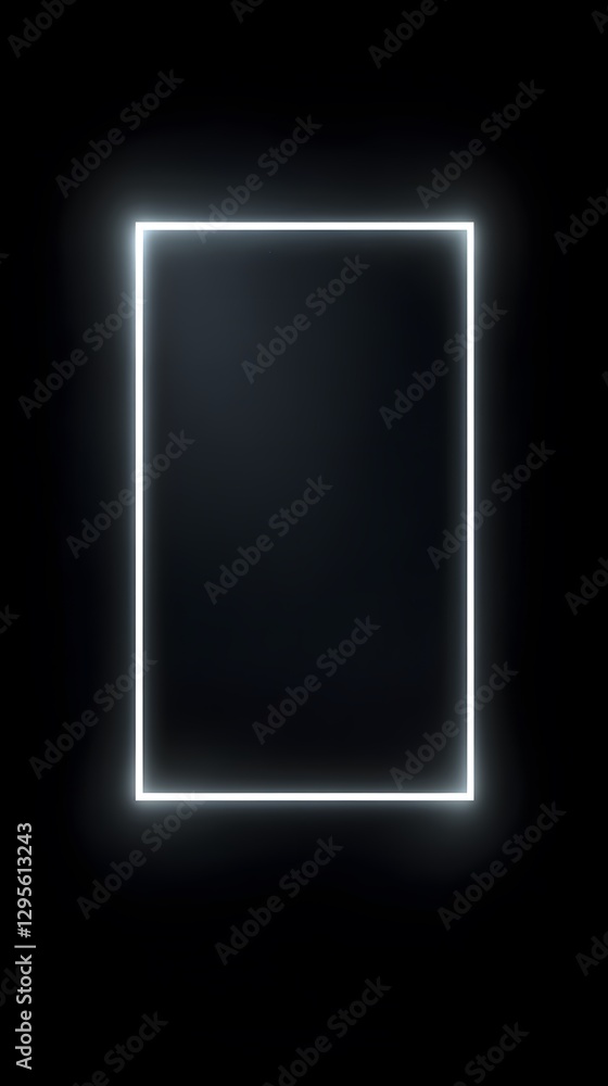 Poster a luminous rectangular frame illuminated against black background