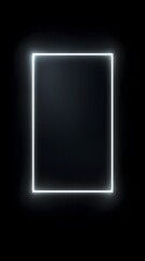 A Luminous Rectangular Frame Illuminated Against Black Background