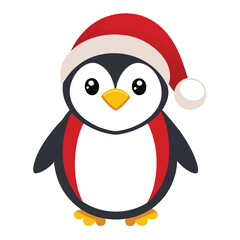 Fototapeta premium Pinguin at Christmas white background vector illustration kawaii