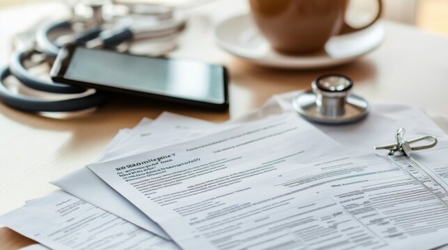 Medical debt planning in a quiet office. Featuring organization and clarity