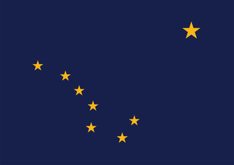 Alaska flag. Flag of Alaska. The official ratio. Flag icon. Standard color. Standard size. A rectangular flag. Computer illustration. Digital illustration. Vector illustration.