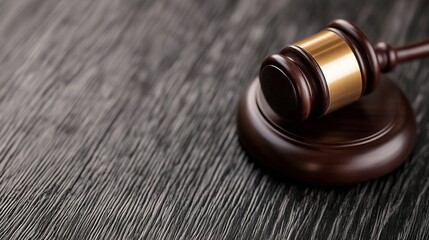Elegant wooden gavel symbolizing justice and law set on a rich wooden background : Generative AI