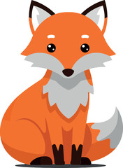 Obraz premium Adorable orange fox character with white accents in a cute, minimalistic design showcasing vibrant colors in vector illustration
