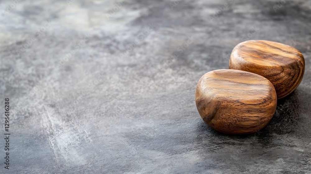 Aufkleber artistic composition of wooden stones on textured surface for minimalist design concept : generative