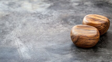 Obraz premium Artistic composition of wooden stones on textured surface for minimalist design concept : Generative AI