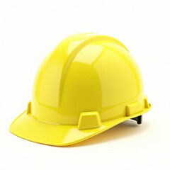 Fototapeta premium A yellow construction safety helmet set against a white background.
