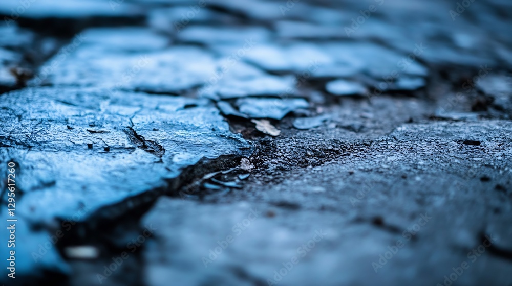 Aufkleber close up of cracked surface with beautiful texture in cool color tones : generative ai