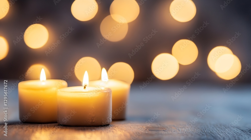 Poster tranquil candlelight glow illuminating cozy ambiance with warm bokeh background for relaxation and c