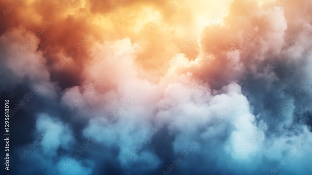 Poster dramatic cloud formations in vibrant colors at sunset create a stunning natural display in the sky :