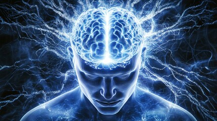 Futuristic Concept of Human Mind with Energetic Brain Activities