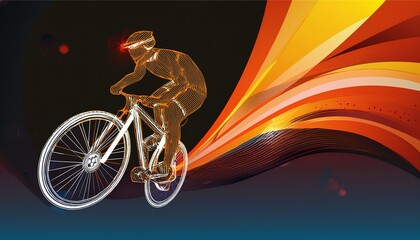 Fototapeta premium Cyclist abstract background, vector illustration. Generated image