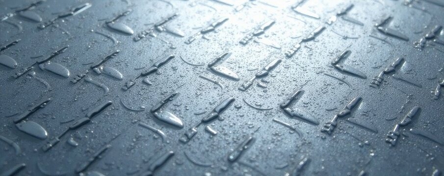 Close-up of silver-plated steel surface, texture detail, grungy, construction