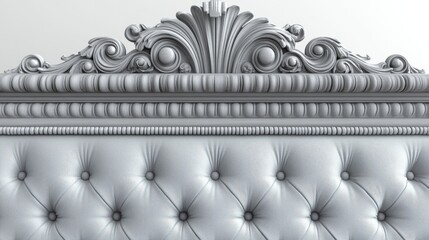 Luxury headboard with classical architecture design in soft dove-gray finish