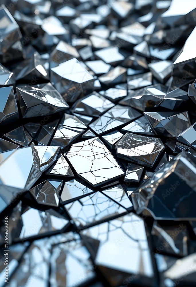Poster abstract shattered glass background with reflections and sharp edges