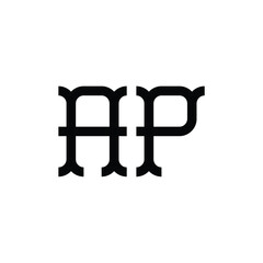 AP monogram logo design letter text name symbol monochrome logotype alphabet character simple logo
