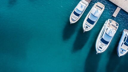 Aerial Shot of Luxurious Yachts Docked in Clear Turquoise Water with Beautiful Shadows : Generative AI