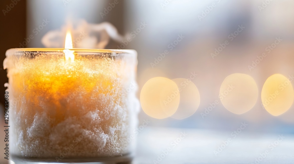 Poster aromatic candle burning with soft light and relaxing ambiance creating a cozy atmosphere : generativ