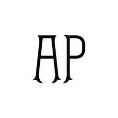 AP monogram logo design letter text name symbol monochrome logotype alphabet character simple logo