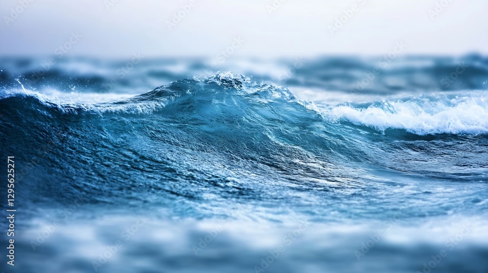 Aufkleber Dynamic view of ocean waves crashing against each other in a serene coastal setting : Generative AI