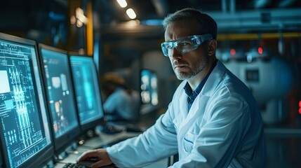 Engineer inspecting a nuclear power facility