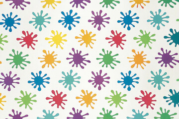 Colorful paint splatters pattern on white background. (2)