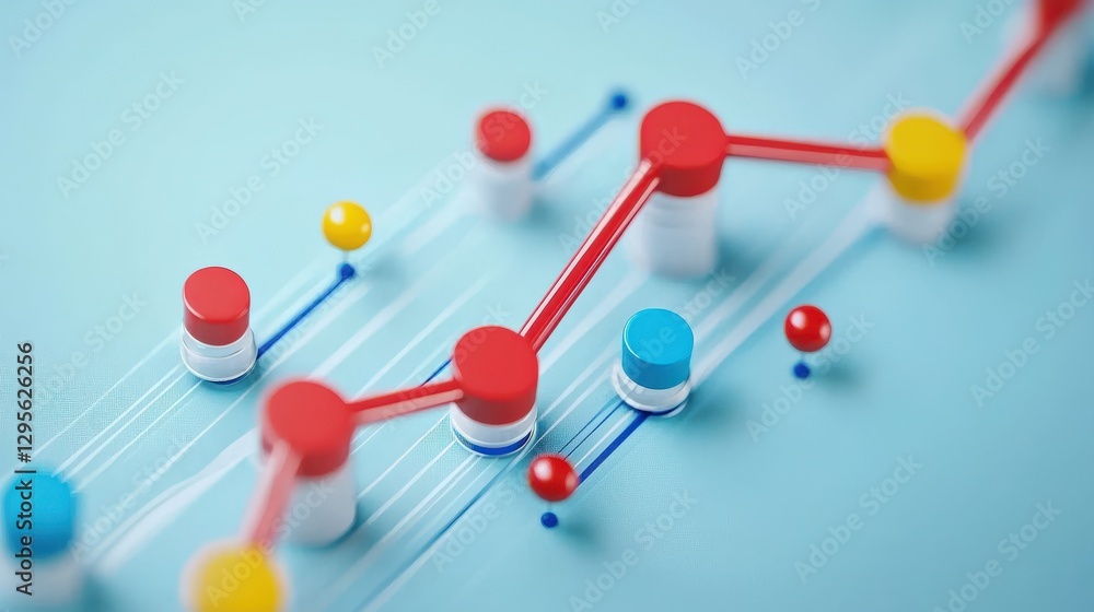 Poster colorful data visualization with trend lines and markers