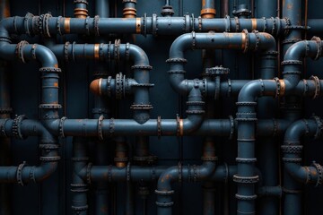 Intricate network of black pipes, industrial texture, network, infrastructure, grunge