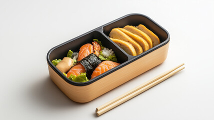 Eco-friendly takeout container made of sustainable bamboo, simple and modern design, high resolution