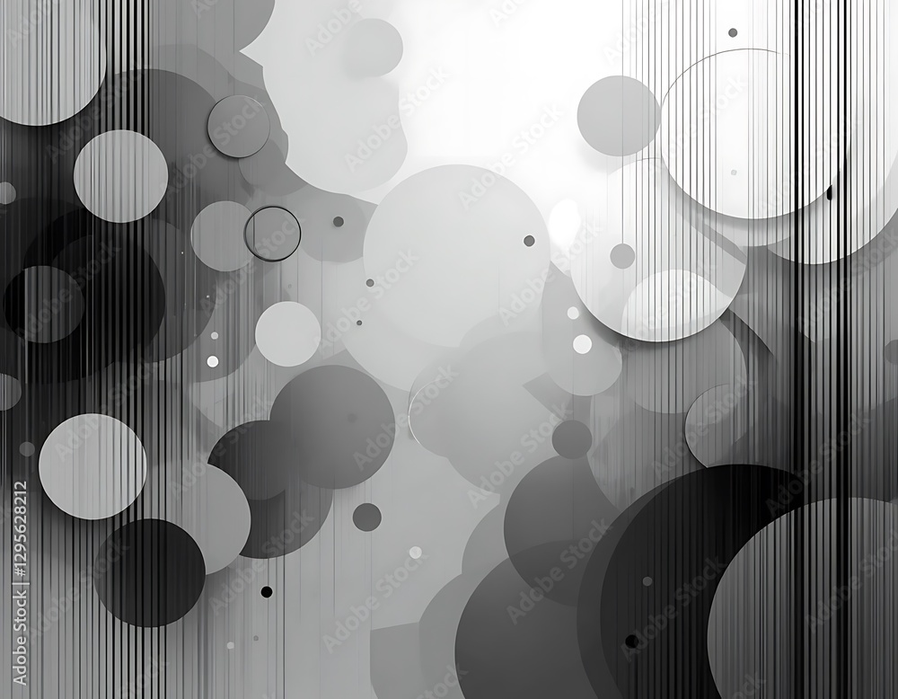 Poster elegant monochrome circles and lines abstract background design