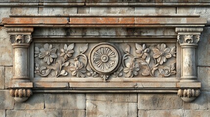 Detailed craftsmanship of fly ash brickwork showcasing floral design on wall surface