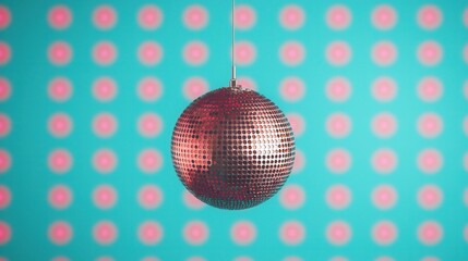 Shimmering Disco Ball with Colorful Background and Vibrant Dots