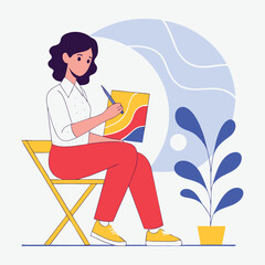 World Art Day Palette with Paintbrush and Colorful Paints.